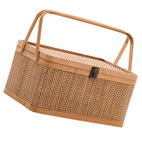 NNEOBA Woven Storage Basket with Locking Lid for Picnic