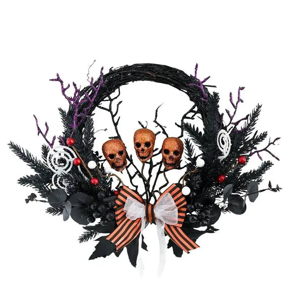 NNEOBA Halloween Skull Wreath for Front Door