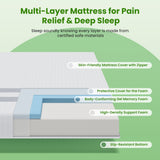 BedStory King Memory Foam Mattress 20cm Cooling Gel Foam Mattress in a Box Medium Soft Feel