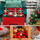 NNEDSZ Jingle Jollys Christmas Baubles Storage Box 64 Dividers Xmas Ornaments Container