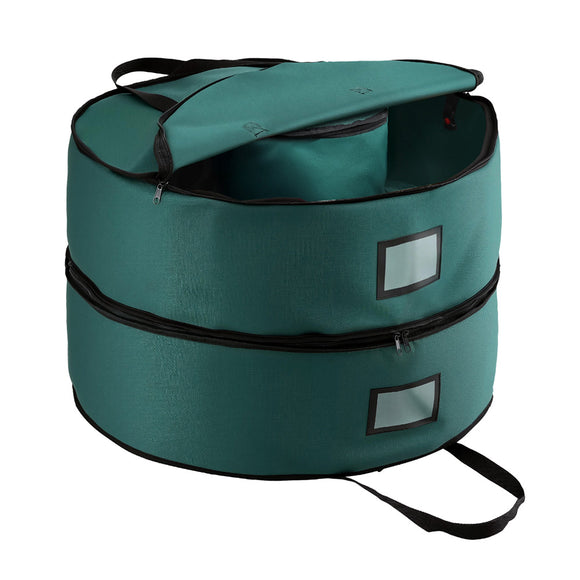 NNEDSZ Jingle Jollys Christmas Garland Wreath Storage Bag 2-Tier Ornaments Holder 60cm