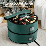 NNEDSZ Jingle Jollys Christmas Garland Wreath Storage Bag 2-Tier Ornaments Holder 60cm