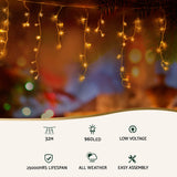 NNEDSZ 32M Christmas Lights Icicle Light 960 LED Warm White Jingle Jollys