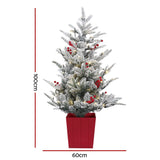 NNEDSZ Jingle Jollys Christmas Tree 1M LED Potted Xmas Party Decor Red Barries Flocked
