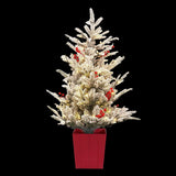NNEDSZ Jingle Jollys Christmas Tree 1M LED Potted Xmas Party Decor Red Barries Flocked