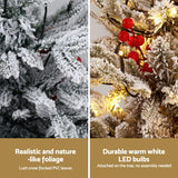 NNEDSZ Jingle Jollys Christmas Tree 1M LED Potted Xmas Party Decor Red Barries Flocked