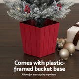 NNEDSZ Jingle Jollys Christmas Tree 1M LED Potted Xmas Party Decor Red Barries Flocked