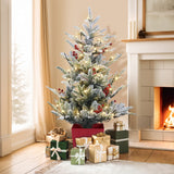 NNEDSZ Jingle Jollys Christmas Tree 1M LED Potted Xmas Party Decor Red Barries Flocked