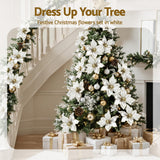 NNEDSZ Jingle Jollys 14Pcs Christmas Tree Flower Set Xmas Garland Wreath Magnolia White