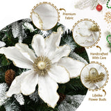 NNEDSZ Jingle Jollys 14Pcs Christmas Tree Flower Set Xmas Garland Wreath Magnolia White