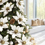 NNEDSZ Jingle Jollys 14Pcs Christmas Tree Flower Set Xmas Garland Wreath Magnolia White