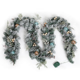 NNEDSZ Jingle Jollys 2.7m Christmas Garland with LED Lights Snowy Decoration Xmas Party