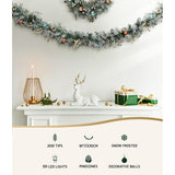 NNEDSZ Jingle Jollys 2.7m Christmas Garland with LED Lights Snowy Decoration Xmas Party