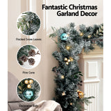 NNEDSZ Jingle Jollys 2.7m Christmas Garland with LED Lights Snowy Decoration Xmas Party