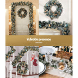 NNEDSZ Jingle Jollys 2.7m Christmas Garland with Wreath Set LED Lights Snowy Xmas Decor