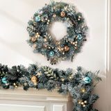 NNEDSZ Jingle Jollys 2.7m Christmas Garland with Wreath Set LED Lights Snowy Xmas Decor