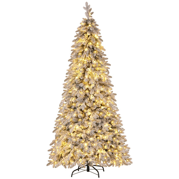 NNEDSZ Jingle Jollys Christmas Tree 2.1m Flocking Pencil Tree LED Xmas 860 Tips White