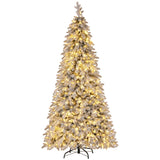 NNEDSZ Jingle Jollys Christmas Tree 2.1m Flocking Pencil Tree LED Xmas 860 Tips White