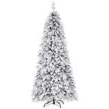NNEDSZ Jingle Jollys Christmas Tree 2.1m Flocking Pencil Tree LED Xmas 860 Tips White