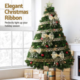 NNEDSZ Jingle Jollys 20M Christmas Ribbon Roll Bow Printed Xmas Tree Decor Gift Gold