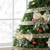 NNEDSZ Jingle Jollys 20M Christmas Ribbon Roll Bow Printed Xmas Tree Decor Gift Gold