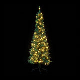 Jingle Jollys 2.4m Pre-Lit Christmas Tree Slim Pencil Xmas Tree Corner Tree