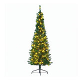 Jingle Jollys 2.4m Pre-Lit Christmas Tree Slim Pencil Xmas Tree Corner Tree