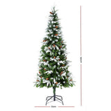NNEDSZ Jingle Jollys Christmas Tree 190cm Pine Cones LED Flocking Xmas Tree 680 Tips
