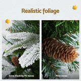 NNEDSZ Jingle Jollys Christmas Tree 190cm Pine Cones LED Flocking Xmas Tree 680 Tips