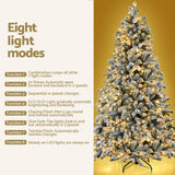 NNEDSZ Christmas Tree 1.8m Snow Flocked LED Xmas Decoration 8 Light Modes