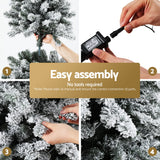 NNEDSZ Christmas Tree 1.8m Snow Flocked LED Xmas Decoration 8 Light Modes