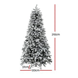 NNEDSZ Christmas Tree 2.1m Snow Flocked LED Xmas Decoration 8 Light Modes