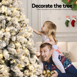NNEDSZ Christmas Tree 2.1m Snow Flocked LED Xmas Decoration 8 Light Modes