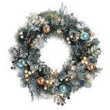 NNEDSZ Jingle Jollys 60cm Christmas Wreath with LED Lights Snowy Garland Xmas Decor
