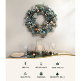 NNEDSZ Jingle Jollys 60cm Christmas Wreath with LED Lights Snowy Garland Xmas Decor