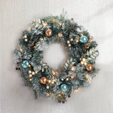 NNEDSZ Jingle Jollys 60cm Christmas Wreath with LED Lights Snowy Garland Xmas Decor
