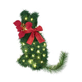 NNEDSZ Jingle Jollys Cat Christmas Wreath Pre-lit 20 LED Xmas Decor Bow Flower 35x30cm