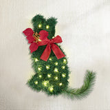NNEDSZ Jingle Jollys Cat Christmas Wreath Pre-lit 20 LED Xmas Decor Bow Flower 35x30cm