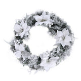 NNEDSZ Jingle Jollys 60cm Christmas Wreath LED Lights Snowy Flowers Garland Party Decor
