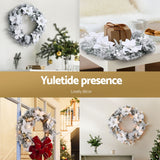 NNEDSZ Jingle Jollys 60cm Christmas Wreath LED Lights Snowy Flowers Garland Party Decor