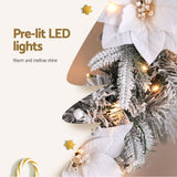 NNEDSZ Jingle Jollys 60cm Christmas Wreath LED Lights Snowy Flowers Garland Party Decor