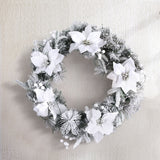 NNEDSZ Jingle Jollys 60cm Christmas Wreath LED Lights Snowy Flowers Garland Party Decor