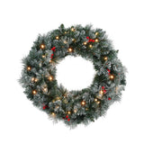 NNEDSZ 60cm Christmas Wreath LED Lights Snowy Berries Garland Party Decor