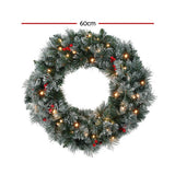 NNEDSZ 60cm Christmas Wreath LED Lights Snowy Berries Garland Party Decor
