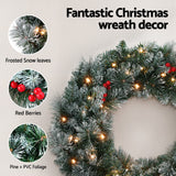 NNEDSZ 60cm Christmas Wreath LED Lights Snowy Berries Garland Party Decor