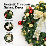 NNEDSZ Jingle Jollys Christmas Wreath 60CM LED Garland Berries Bow Baubles Xmas Decor