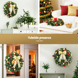 NNEDSZ Jingle Jollys Christmas Wreath 60CM LED Garland Berries Bow Baubles Xmas Decor