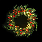 NNEDSZ Jingle Jollys Christmas Wreath 60CM LED Garland Berries Pine Cones Party Decor