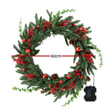 NNEDSZ Jingle Jollys Christmas Wreath 60CM LED Garland Berries Pine Cones Party Decor