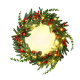 NNEDSZ Jingle Jollys Christmas Wreath 60CM LED Garland Berries Pine Cones Party Decor